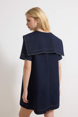Mavi Bebe Yaka Detayl? %100 Pamuk Mini Denim Elbise TWOSS26EL00041