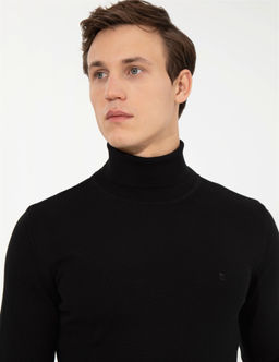 Siyah Slim Fit Bal_k__ Yaka Basic Triko Kazak - Pierre cardin фото 4