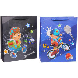 Пакет подарочный "Весёлый транспорт" 26*32*10 см, микс