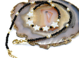 Чокер из циркона с перламутром "Звезда" цв.черный, 41см