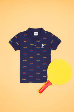 Темно-синяя футболка с воротником-поло для мальчика Неожиданная скидка в корзине