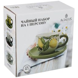 ЧАЙНАЯ ПАРА AGNESS ЛЕМОН ТРИ 15*15*7 СМ 220 МЛ  фото 2