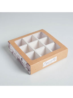 Цена за 5 шт. Коробка для конфет, кондитерская упаковка, 9 ячеек, Special for you, 14.5×14.5×3.5 см