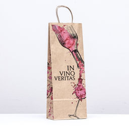 Цена за 25 шт. Пакет бумажный, крафт 80 г/м2 39 х 15 х 8 см IN VINO VERITAS