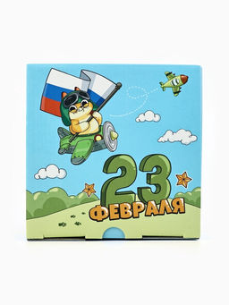 Цена за 2 шт. Подарочная коробка, упаковка «23 февраля», кот, 15×15×7 см