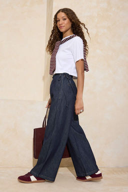 Koyu Mavi Bel Detayl? Yuksek Bel Wide Leg Jeans TWOSS26JE00060 - Trendyolmilla фото 2