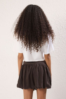 Trendyolmilla Kahverengi Normal Bel Mini Denim Balon Sort Etek TWOSS25SR00105  фото 4