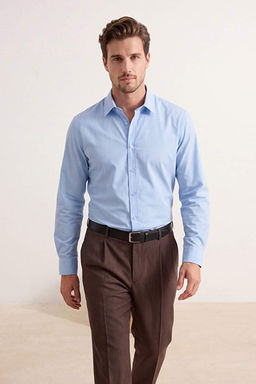Mavi Normal Kal_p/Regular Fit Poplin Yazl_k Erkek Dokuma G_mlek TMNSS26GO00030