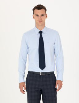 A__k Mavi Slim Fit Uzun Kollu Basic G_mlek