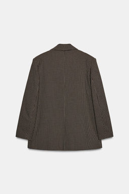OVERSIZE DOUBLE-BREASTED CHECK BLAZER - Zara фото 7