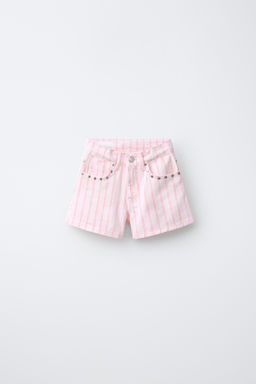 BERMUDA DENIM RAYAS TACHAS / Rosa / Blanco - Zara фото 2