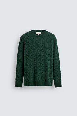 100% WOOL CABLE-KNIT JUMPER