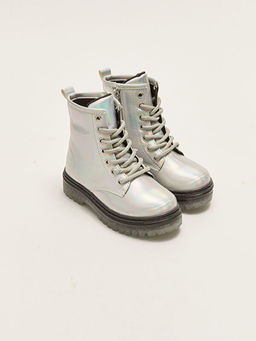 Hologram Detayl? Ba?c?k ve Fermuar Detayl? K?z ?ocuk Bot