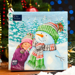 Цена за 2 шт. Салфетки новогодние бумажные Art Bouquet Мой любимый снеговик, 3 слоя, 33?33 см, 20 шт.