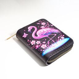 Кошелёк на молнии Фламинго, маленький, чёрный