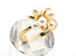 Кольцо позолоченное с жемчугом "Шесть жемчужин", размер 21