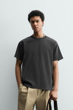 CAMISETA BOXY FIT LAVADA / Antracita oscuro - Zara фото 2