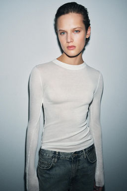 FINE KNIT SEMI-SHEER TOP - Zara фото 2