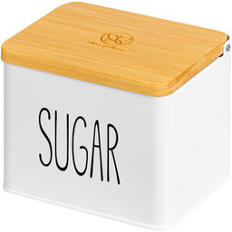 Банка для хранения 1,5 л 14*11*11 см "SUGAR" с бамбуковой крышкой, белый