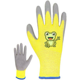 Цена за 2 шт. Перчатки нейлоновые детские "Little gardener-Лягушонок" с полиуретановым покрытием полуоблитые, желтые S р-р ДоброСад