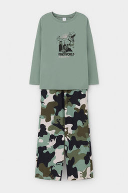 К 1600/эвкалипт,камуфляж с динозаврами пижама для мал
