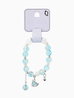 Браслет с подвесками "Сахарный" лошадка, шар №10/8, цвет бело-голубой в серебре