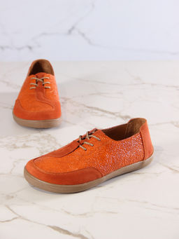 Босоногие туфли 188.natabr.Оранжевый наплак+оранжевая замша