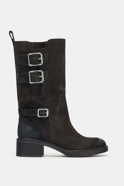 BUCKLED SPLIT SUEDE ANKLE BOOTS - Zara фото 3