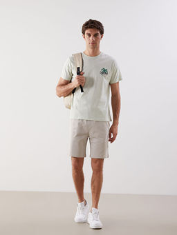 Bisiklet Yaka K?sa Kollu Bask?l? Penye Erkek Ti??rt