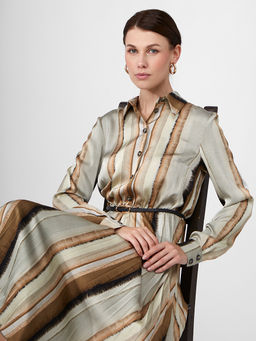 Платье из принтованной атласной ткани - Tantino фото 13