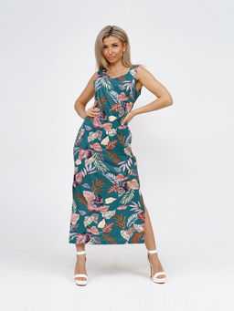 Сарафан женский, цвет голубой бордовый