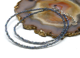 Чокер из циркона шарик гр.2мм цв.синий, 38см