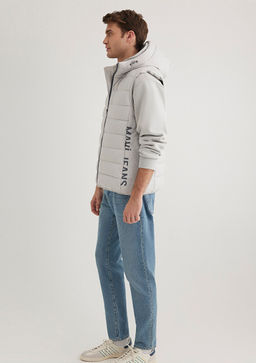 Mavi Jeans Detayl? Kapusonlu Gri Sisme Yelek