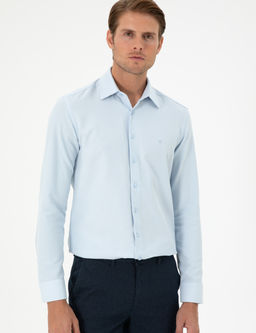 A__k Mavi Slim Fit Uzun Kollu G_mlek