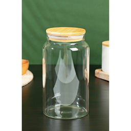Банка для сыпучих «Эко», 1 л, 10×18 см, с бамбуковой крышкой, стекло