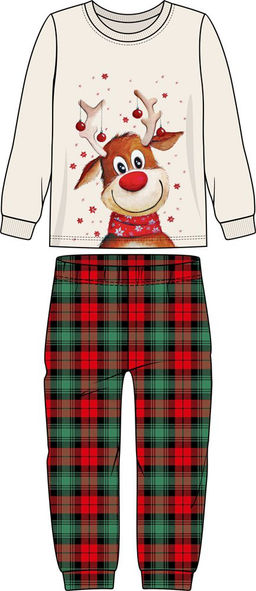 Пижама детская (джемпер+брюки) 91258 молочный/зеленая клетка 750 Be Friends  фото 3