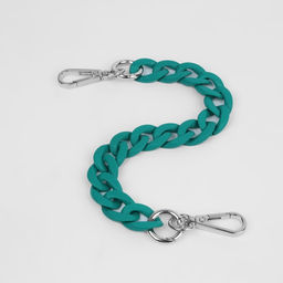 Цена за 2 шт. Цепочка для сумки, с карабинами, пластиковая, 23 17 мм, 30 см, цвет зелёный/серебряный