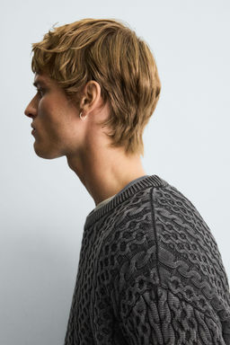 WASHED CABLE-KNIT SWEATER - Zara фото 5