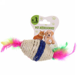 Цена за 6 шт. Игрушка для кошек "ИГРУЛИК", с перышками, 15см (блистер)