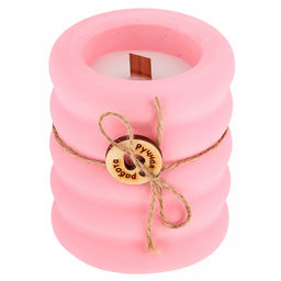 Свеча "Мишель" д10см, h12см, парафин, в подсвечнике из гипса, с декором, розовый, время горения 17 часов (Россия)