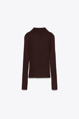 RIBBED KNIT POLO NECK JUMPER - Zara фото 16