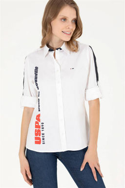Женская белая рубашка с длинным рукавом - U.s. polo assn фото 9