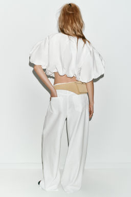 POPLIN BALLOON SLEEVE TOP - Zara фото 7