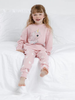 К 1567/розовый жемчуг,сердечки пижама дет