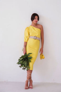 Асимметричное платье лимонное - Martichelli фото 19