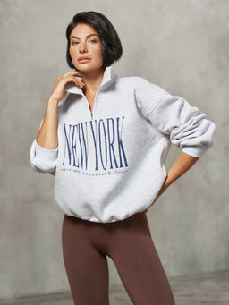 Утепленный свитшот-поло на молнии