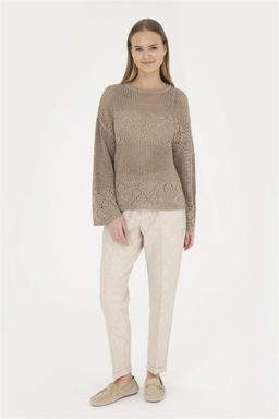 Женские брюки песочного цвета из парусины