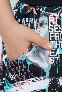 Шорты с карманами Эбби, цвет Черный/Морков-Бирюз Brave, КУ 100%х/б - 5+ фото 3