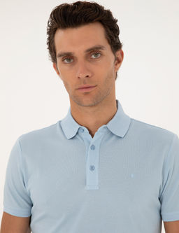 Голубая базовая футболка узкого кроя - Cacharel фото 2