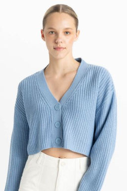 Regular Fit V Yaka Basic Duz Dugmeli Triko H?rka